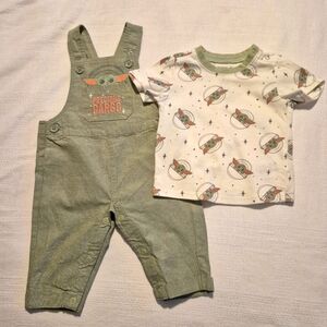 Star Wars boys size 3/6 months overalls & short sleeve shirt VVGUC
